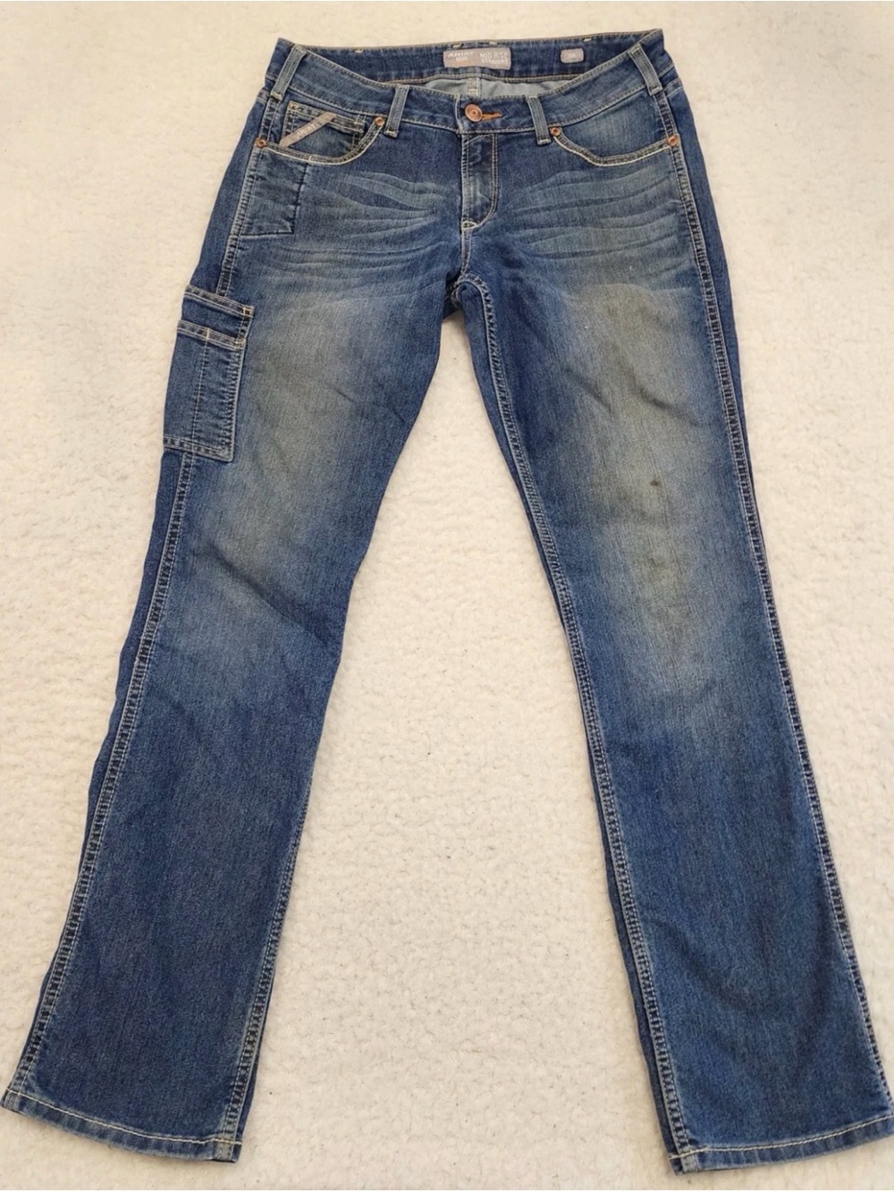 Ariat Rebar Nightride 30L Women's Straight Leg Jeans in Medium Blue Wash